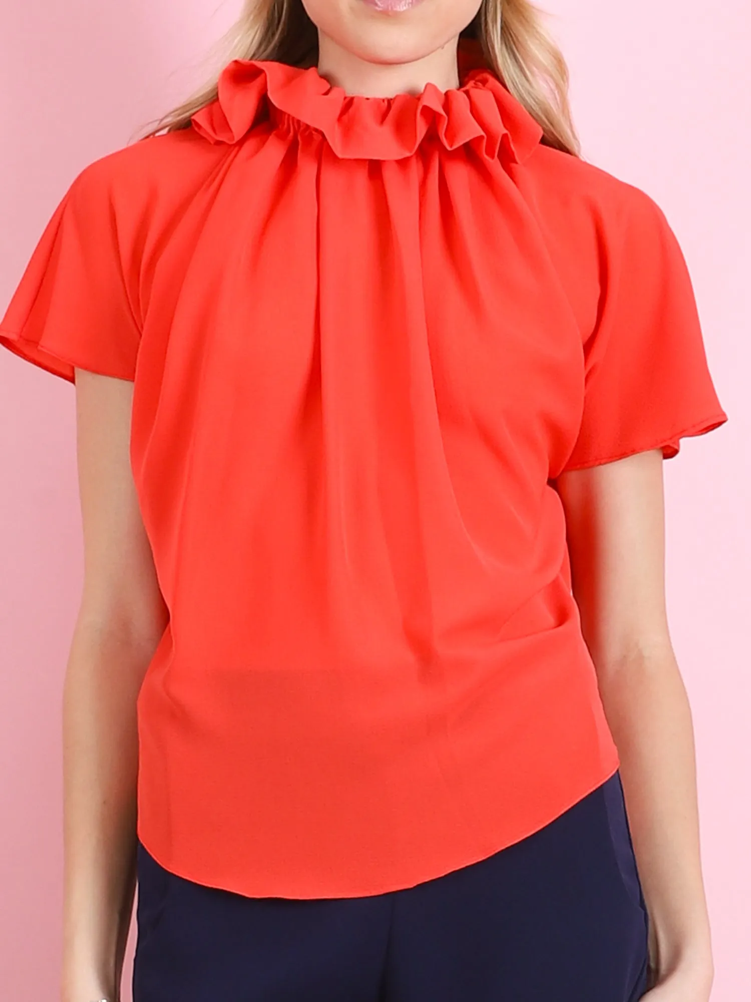 RUFFLED NECK BLOUSE