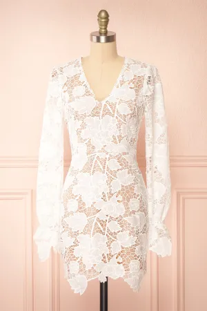 Samantha | White Short Lace Dress