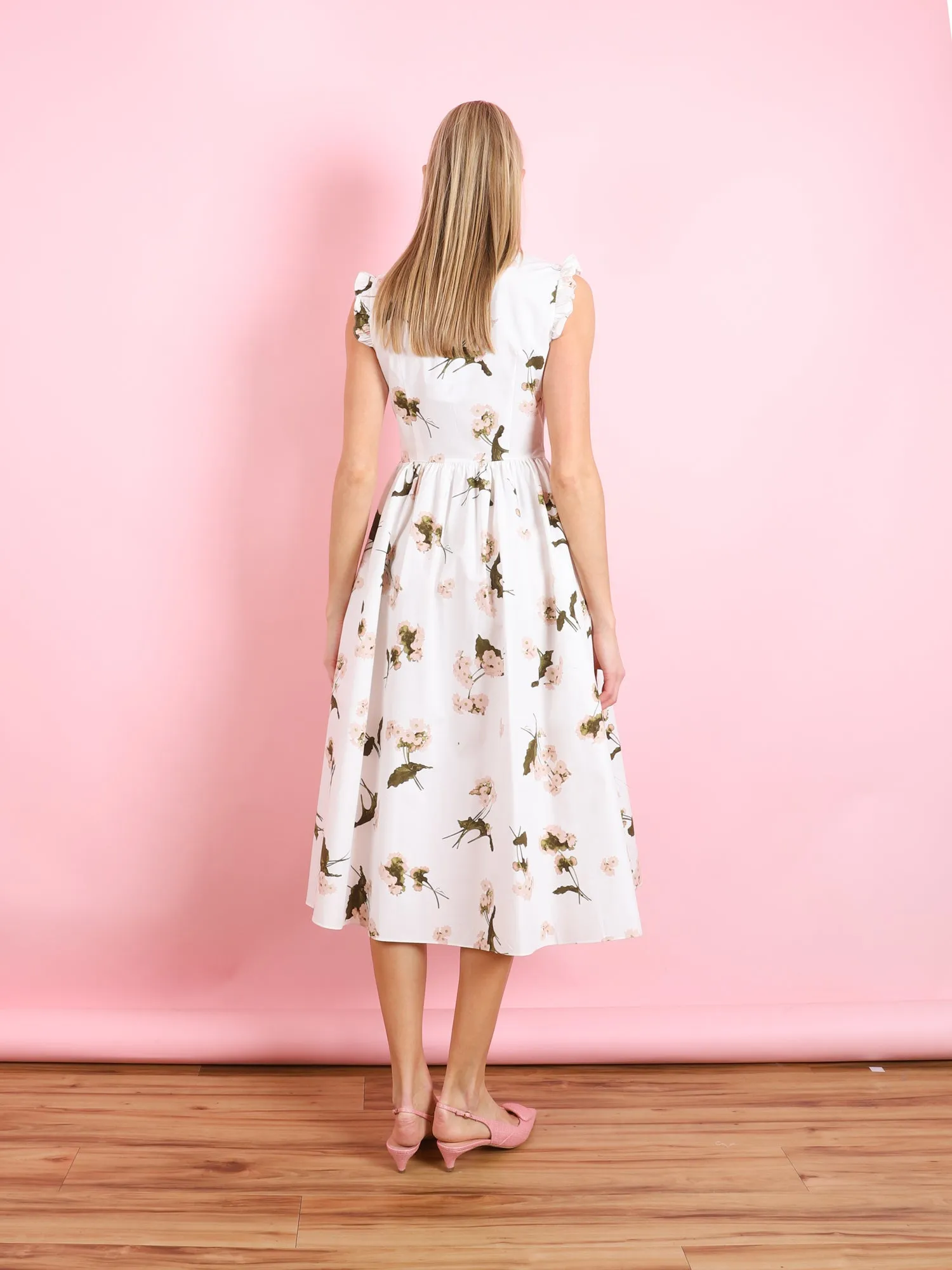 SLEEVELESS FLARED MIDI DRESS