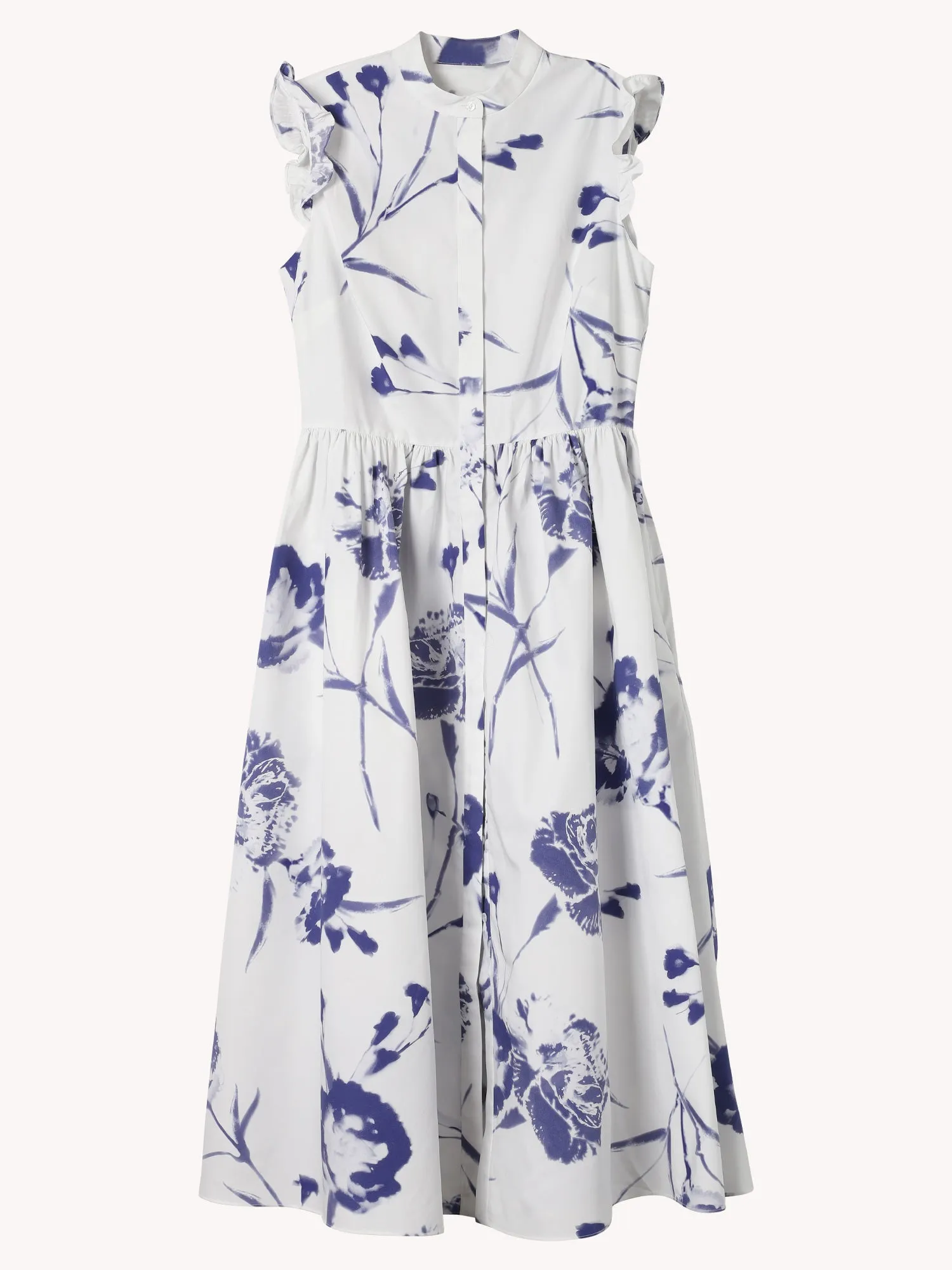 SLEEVELESS FLARED MIDI DRESS