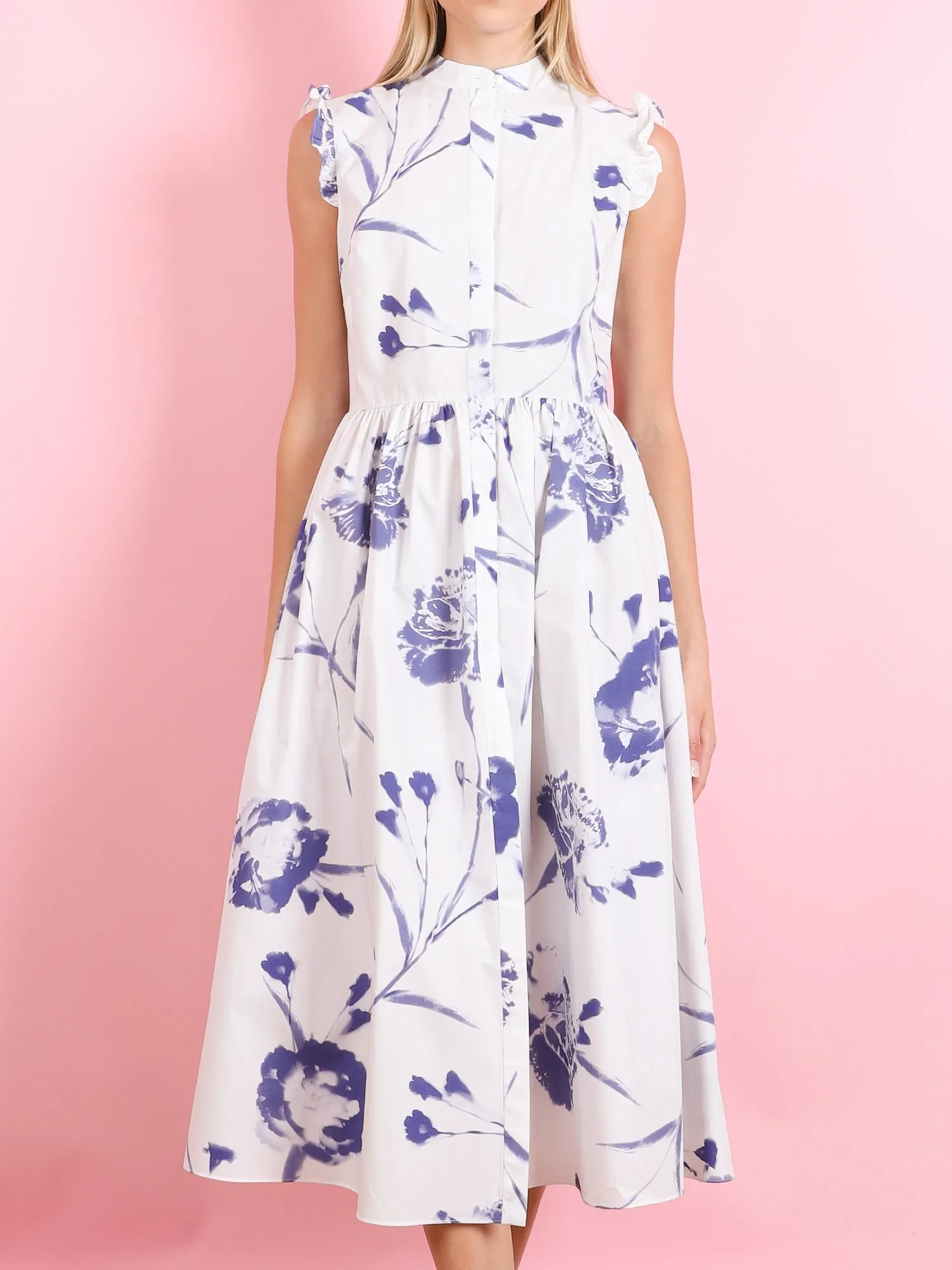 SLEEVELESS FLARED MIDI DRESS