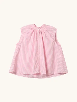 Sleeveless Shirred Collar Top