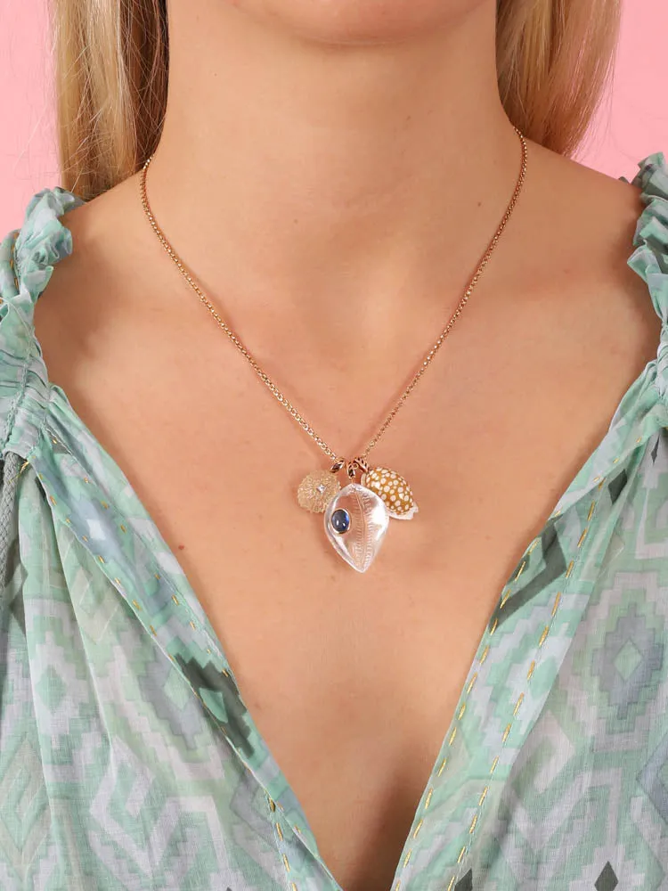 Small Lemon Quartz Urchin Pendant with Diamond