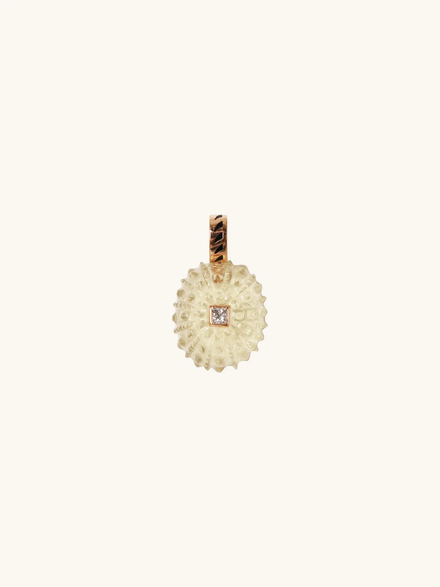 Small Lemon Quartz Urchin Pendant with Diamond