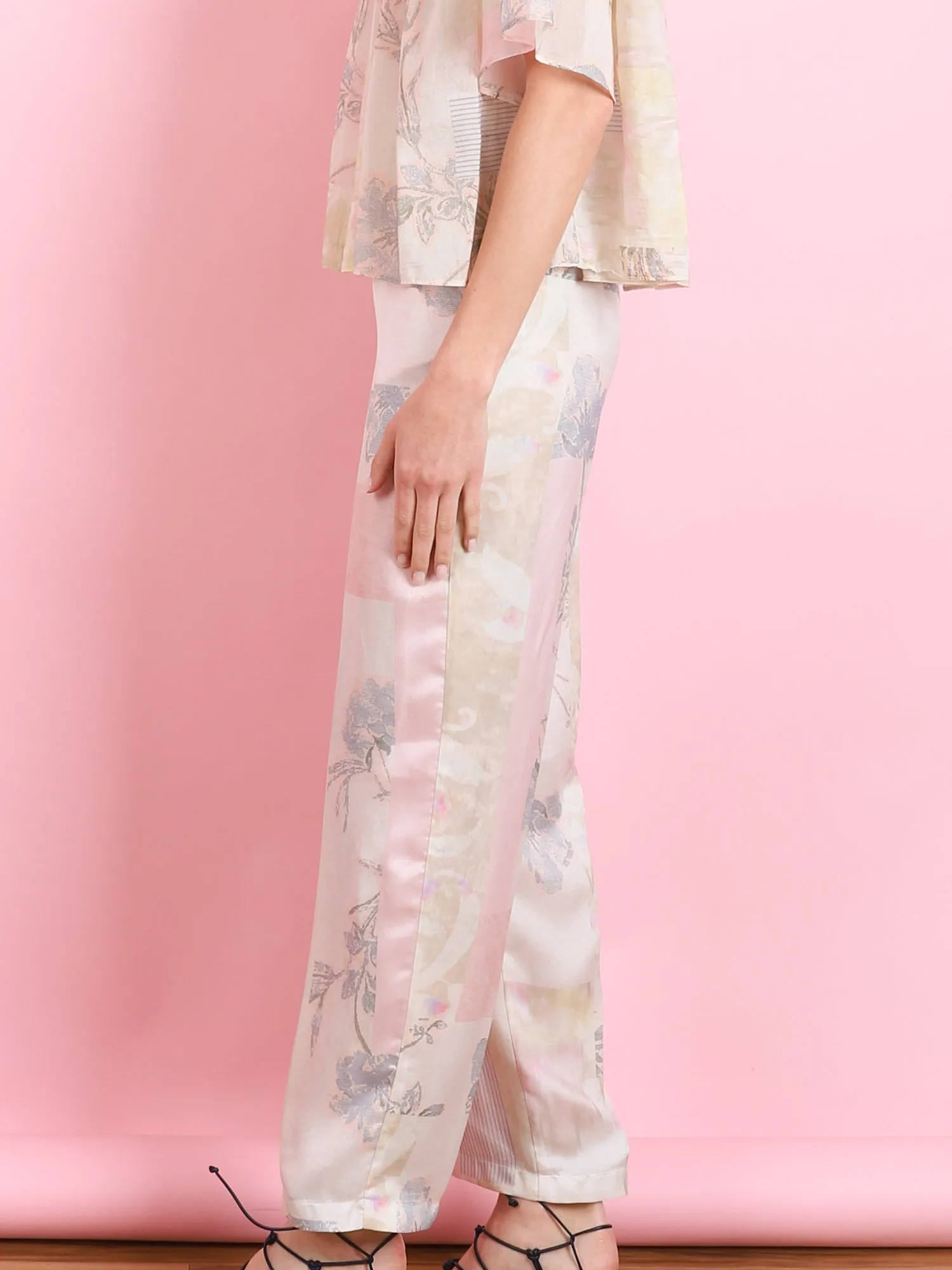 THE SACRED GARDEN PRINT SILK PANTS
