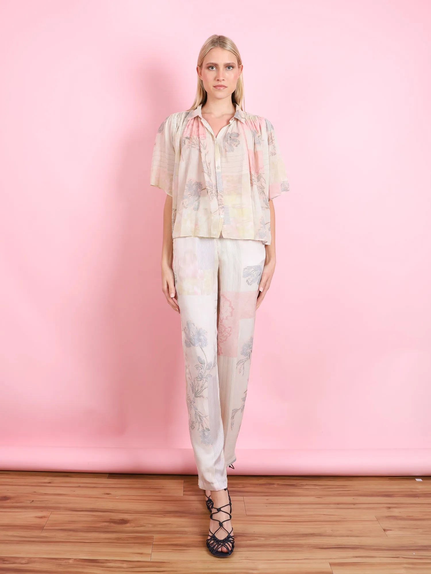 THE SACRED GARDEN PRINT SILK PANTS