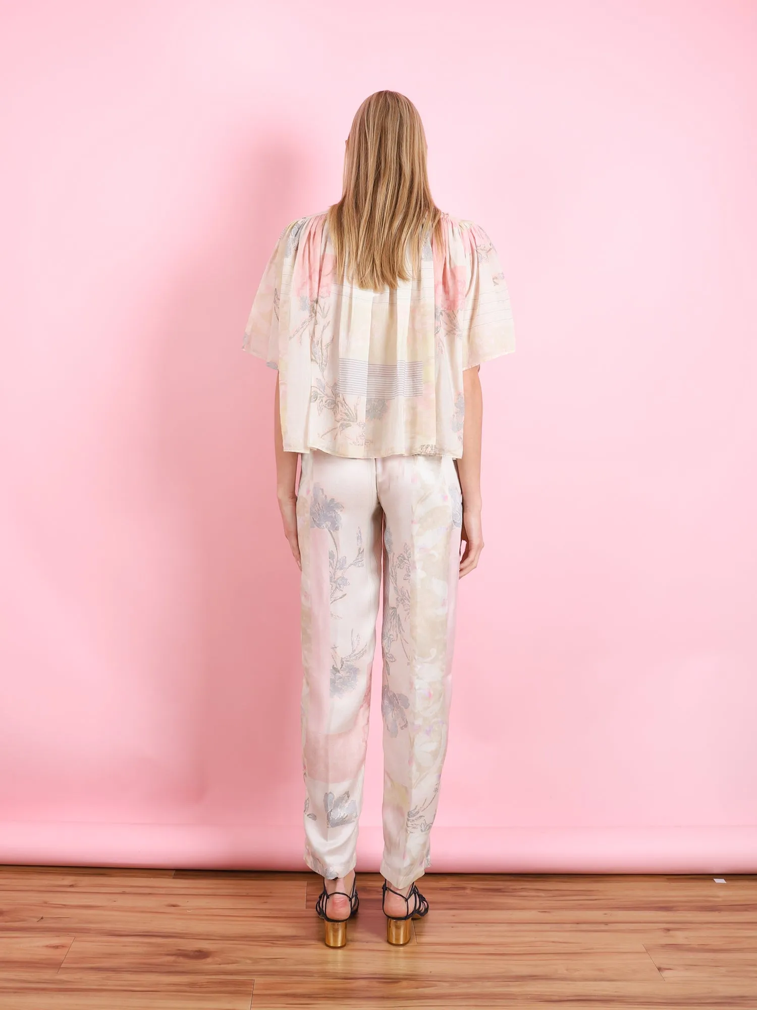 THE SACRED GARDEN PRINT SILK PANTS