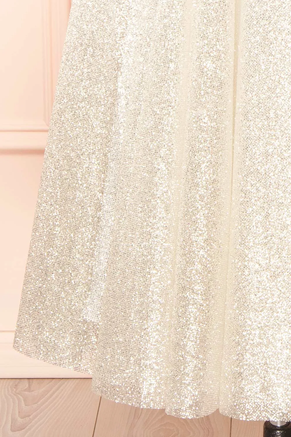 Vestra Ivory | Glittery A-Line Midi Dress
