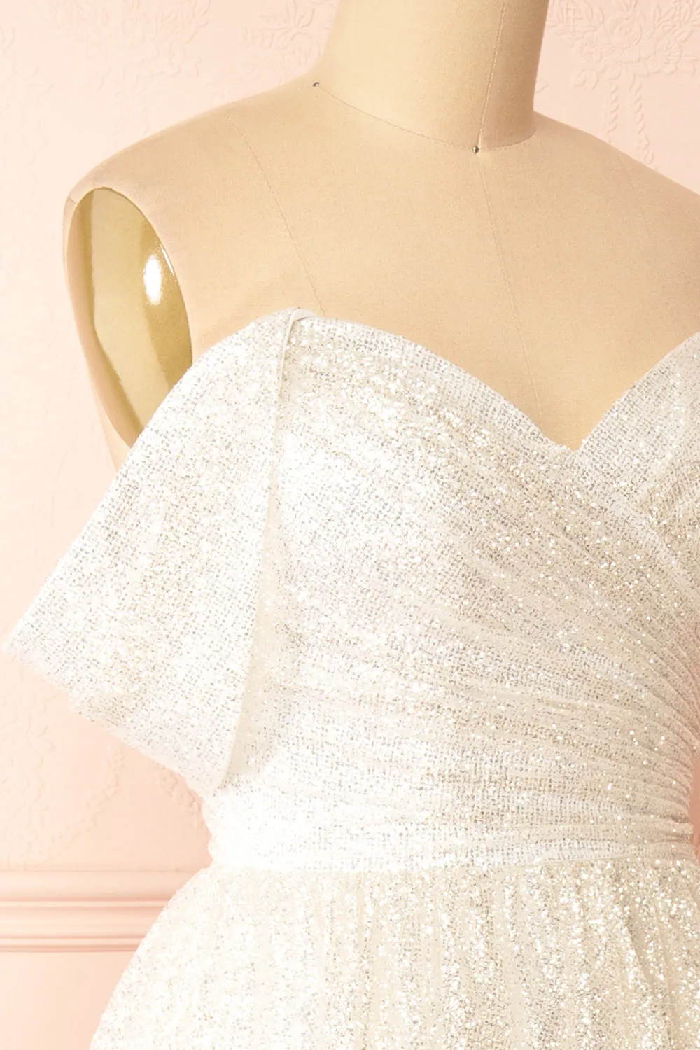 Vestra Ivory | Glittery A-Line Midi Dress