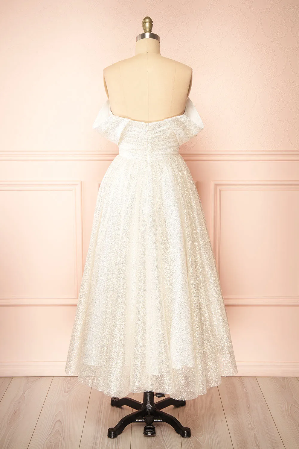 Vestra Ivory | Glittery A-Line Midi Dress