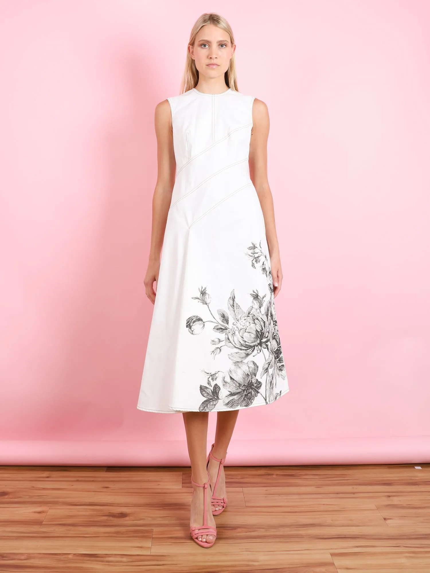 VIOLETTA ETCHING DENIM DRESS