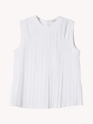 WHITE SLEEVELESS BLOUSE