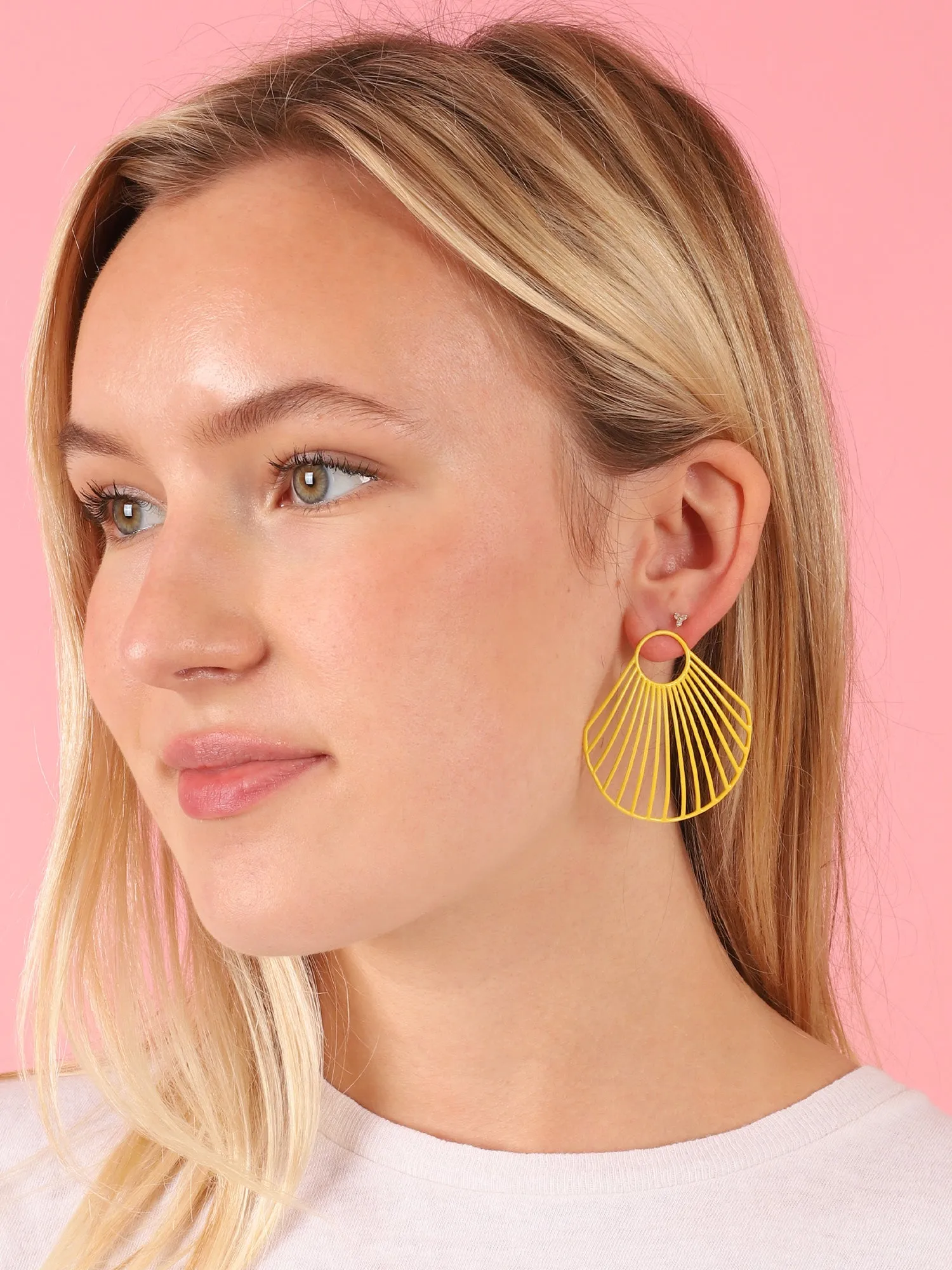 Yellow Large Clam Shell Earrings