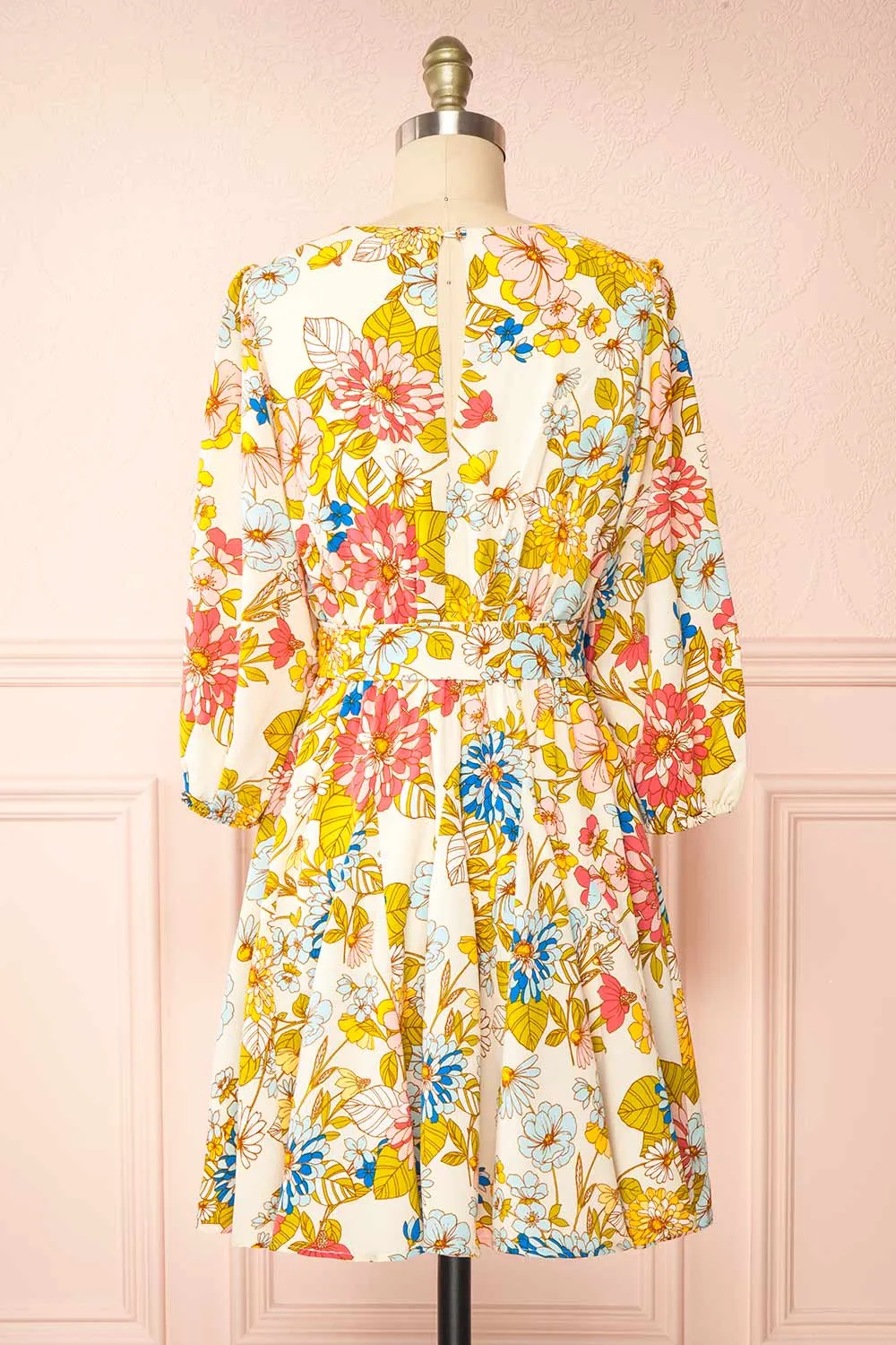 Zaira | Short Floral Dress w/ 3/4 Sleeves